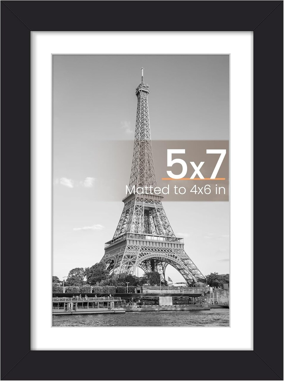 5x7 Black Picture Frame – Display 4x6 Photos with Mat or 5x7 Without Mat, Wall Hanging Photo Frame with HD Clear Cover, Classic Single Frame for Home & Office Decor (1 Pack)